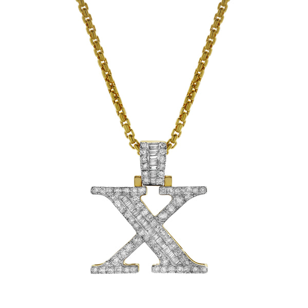 LuvMyJewelry X Initial Diamond Pendant 10K Yellow Gold - 0.97 Carats