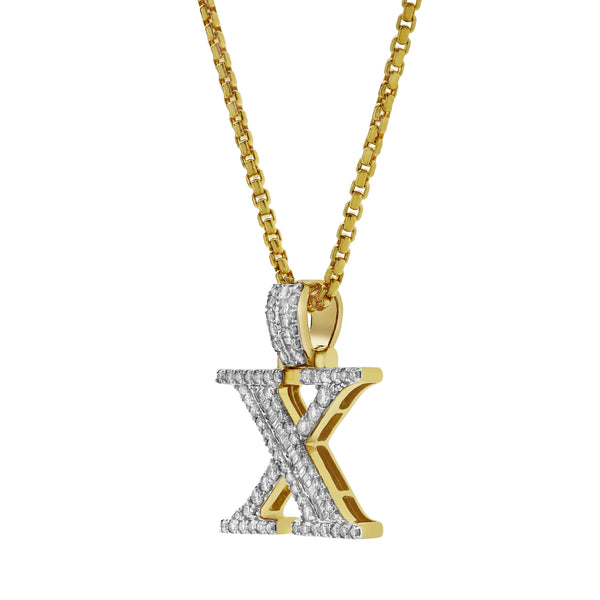 LuvMyJewelry X Initial Diamond Pendant 10K Yellow Gold - 0.97 Carats
