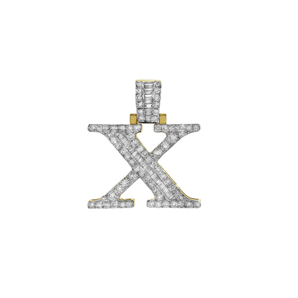 LuvMyJewelry X Initial Diamond Pendant 10K Yellow Gold - 0.97 Carats