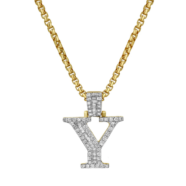 LuvMyJewelry Y Initial Diamond Pendant 10K Yellow Gold - 0.69 Carats