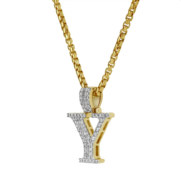 LuvMyJewelry Y Initial Diamond Pendant 10K Yellow Gold - 0.69 Carats