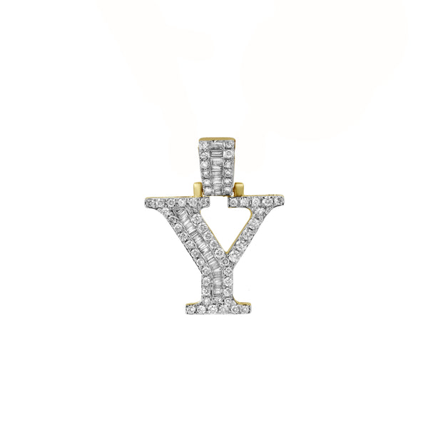 LuvMyJewelry Y Initial Diamond Pendant 10K Yellow Gold - 0.69 Carats