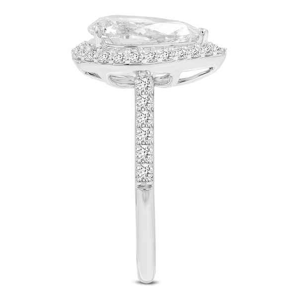 LuvMyJewelry Yasmin 14K White Gold Pear Lab Grown Diamond Halo Engagement Ring - 2.23 Ct