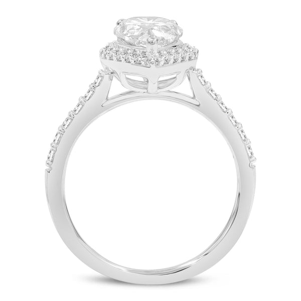 LuvMyJewelry Yasmin 14K White Gold Pear Lab Grown Diamond Halo Engagement Ring - 2.23 Ct