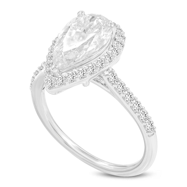 LuvMyJewelry Yasmin 14K White Gold Pear Lab Grown Diamond Halo Engagement Ring - 2.23 Ct