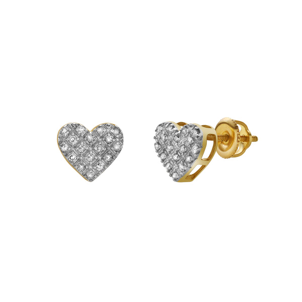 LuvMyJewelry Yearn 10K Yellow Gold Cluster Diamond Unisex Earrings - 0.1 Cts