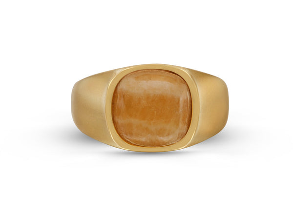 LuvMyJewelry Yellow Lace Agate Stone Signet Ring in 14K Yellow Gold Plated Sterling Silver