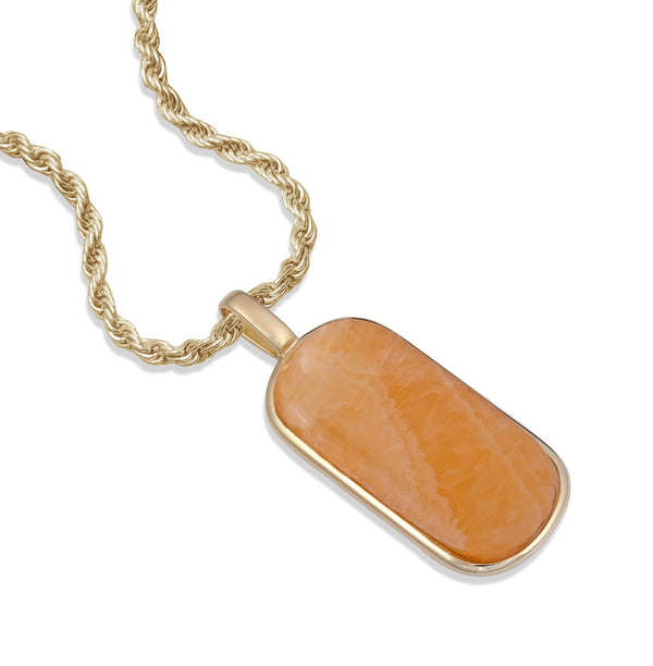 LuvMyJewelry Yellow Lace Agate Tag In 14K Yellow Gold Plated Sterling Silver
