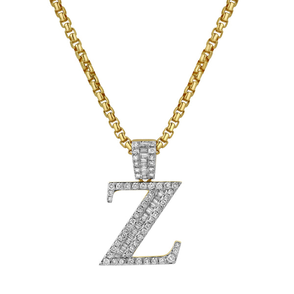 LuvMyJewelry Z Initial Diamond Pendant 10K Yellow Gold - 0.72 Carats