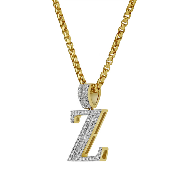 LuvMyJewelry Z Initial Diamond Pendant 10K Yellow Gold - 0.72 Carats