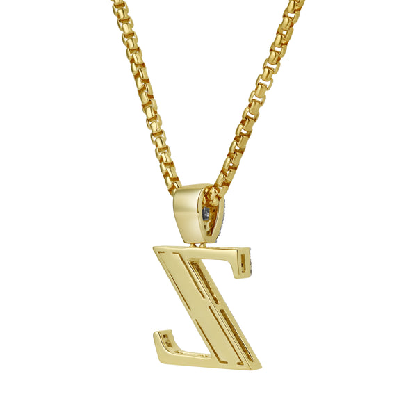 LuvMyJewelry Z Initial Diamond Pendant 10K Yellow Gold - 0.72 Carats