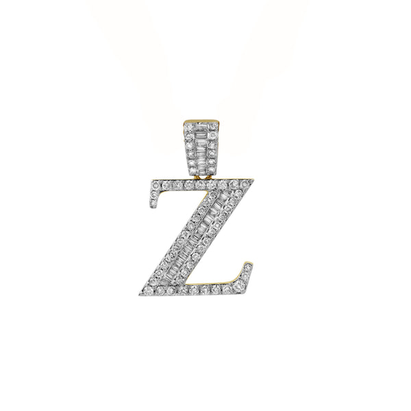 LuvMyJewelry Z Initial Diamond Pendant 10K Yellow Gold - 0.72 Carats