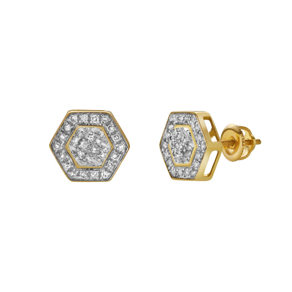 LuvMyJewelry Zelo 10K Yellow Gold Diamond Unisex Earrings - 0.3 Cts