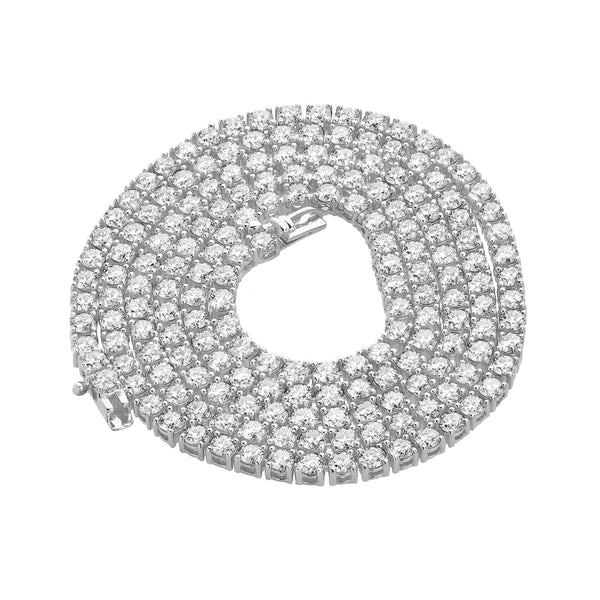 LuvMyJewelry Zeno 10K White Gold Lab Grown Diamond Tennis Chain - 2.6mm