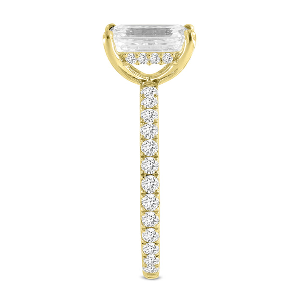 LuvMyJewelry Zina 14K Yellow Gold Emerald Cut Hidden Halo Lab Grown Diamond Engagement Ring - 2.5 Ct
