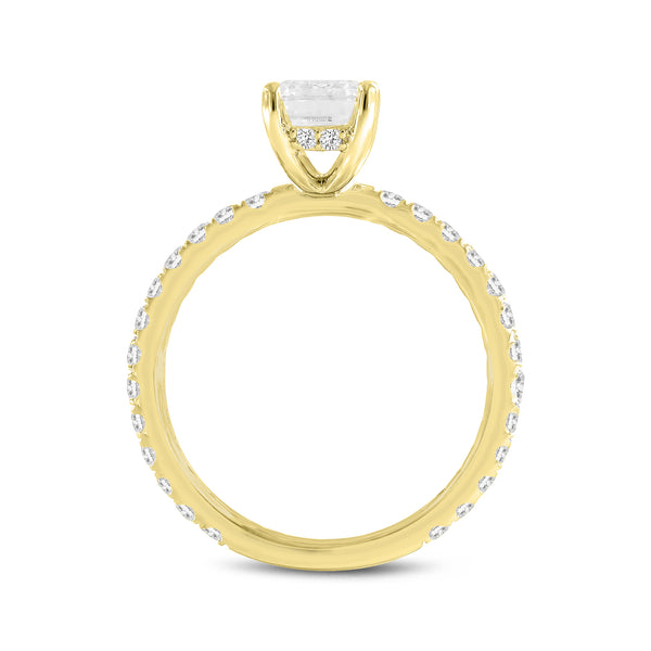 LuvMyJewelry Zina 14K Yellow Gold Emerald Cut Hidden Halo Lab Grown Diamond Engagement Ring - 2.5 Ct