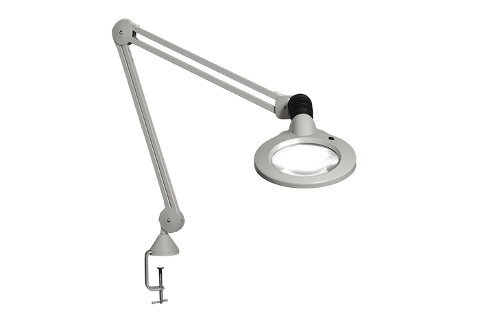luxo Luxo 18213LG KFM LED 30" arm 3-D lens and edge clamp mount light grey