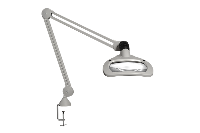 luxo Luxo WAVE LED 30" arm 3.5-D lens and edge clamp mount light grey