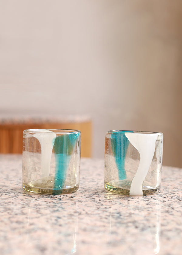 luz Hand Blown - Turquesa Glass Tumbler - 8 ounces - 250 ml