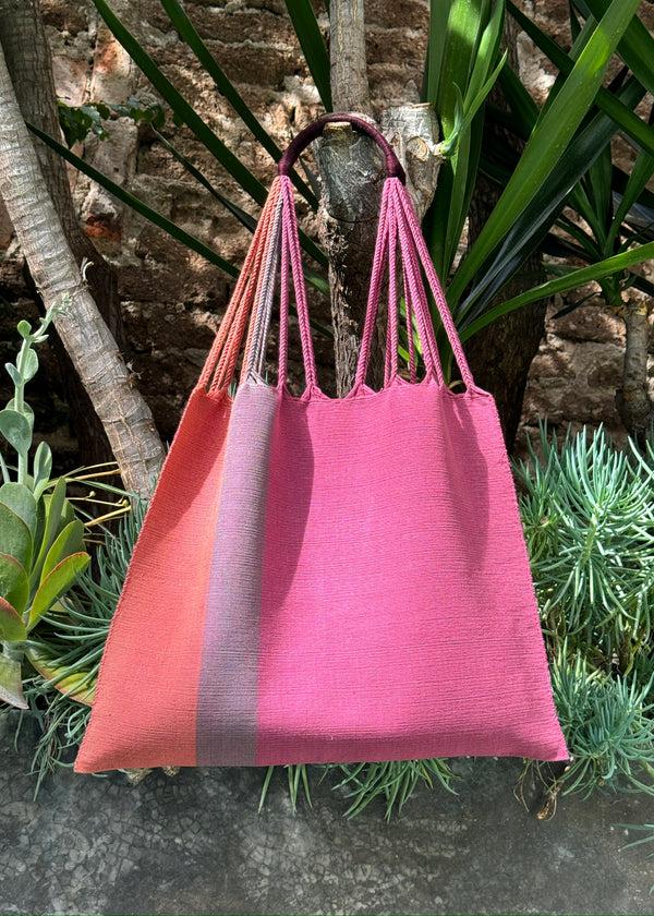 luz Hand Woven - Las Rayas Tote - Palo de Rosa / Terracotta