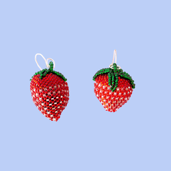 luz Indigenous - Maya Made -Beaded Strawberry Earrings
