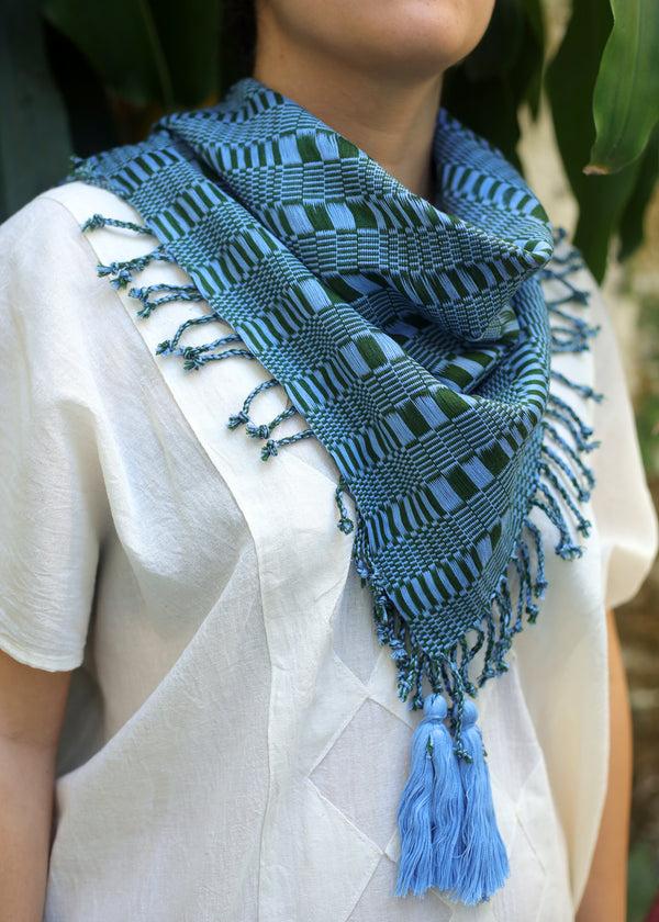 luz Indigenous - Maya Made - Hand Woven Cotton Scarf - Waves