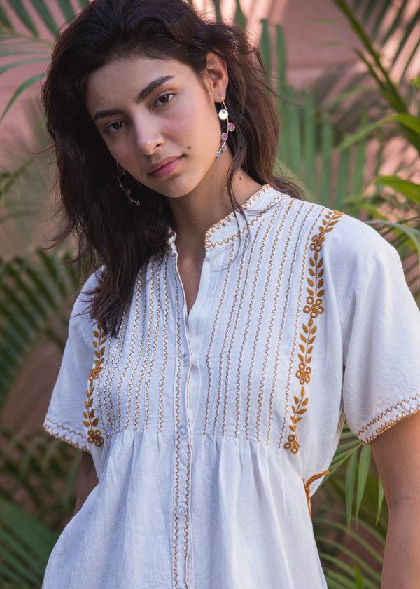 Luz La Coa Dress - 3 Colors - Hand Embroidered - 100% Cotton