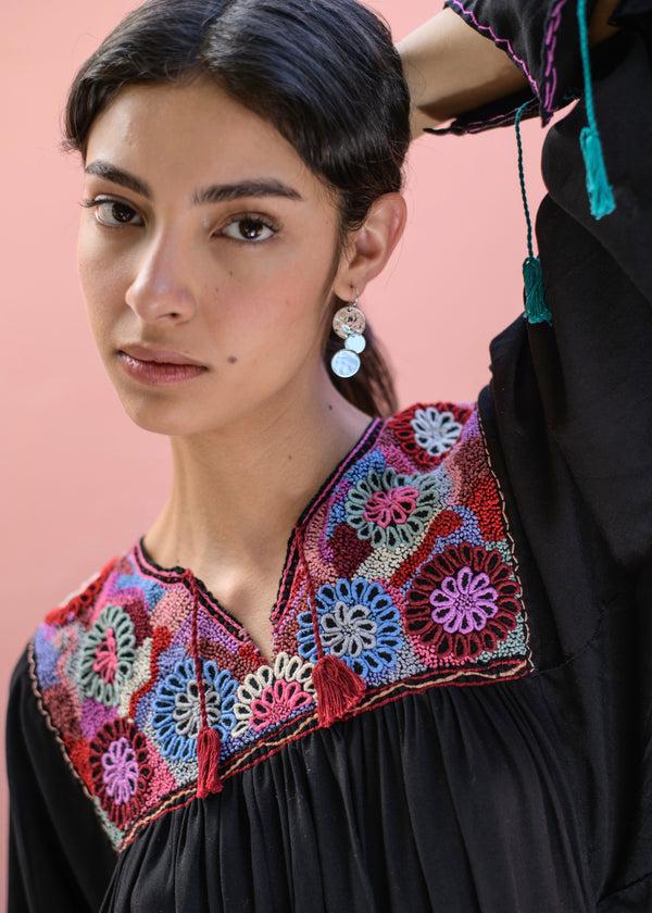 Luz Aguacatenango Dress - Black