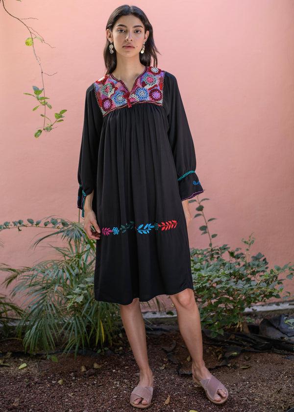 Luz Aguacatenango Dress - Black