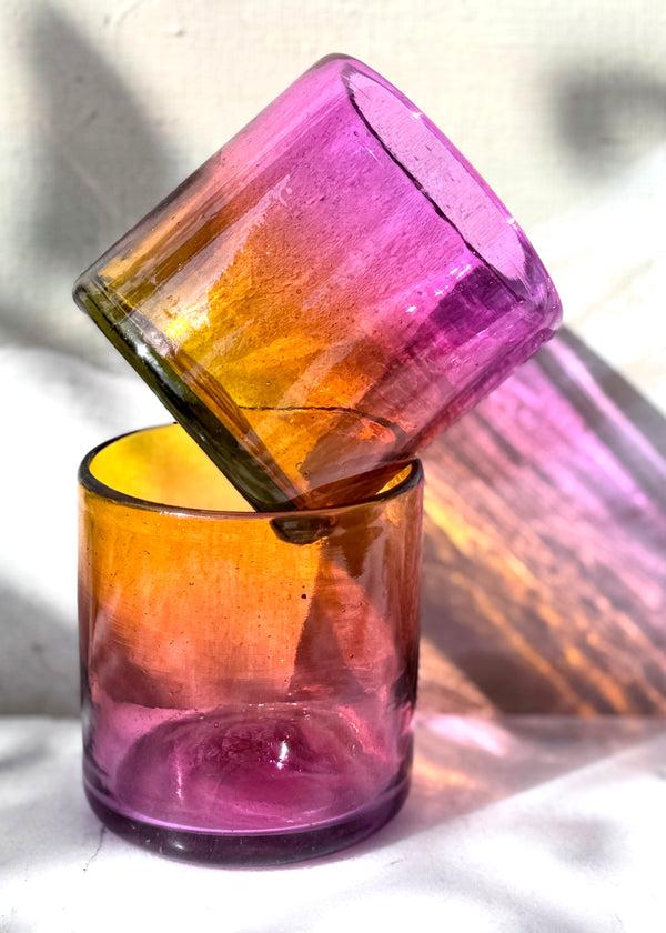 Luz Amarosa Glass - Set Of 2 - Hand Blown - 2 Sizes