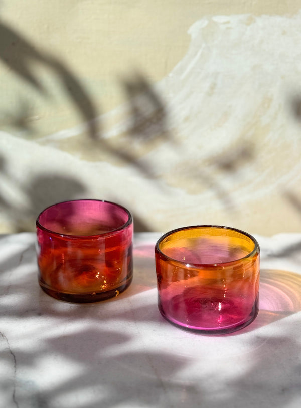 Luz Amarosa Glass - Set Of 2 - Hand Blown - 2 Sizes