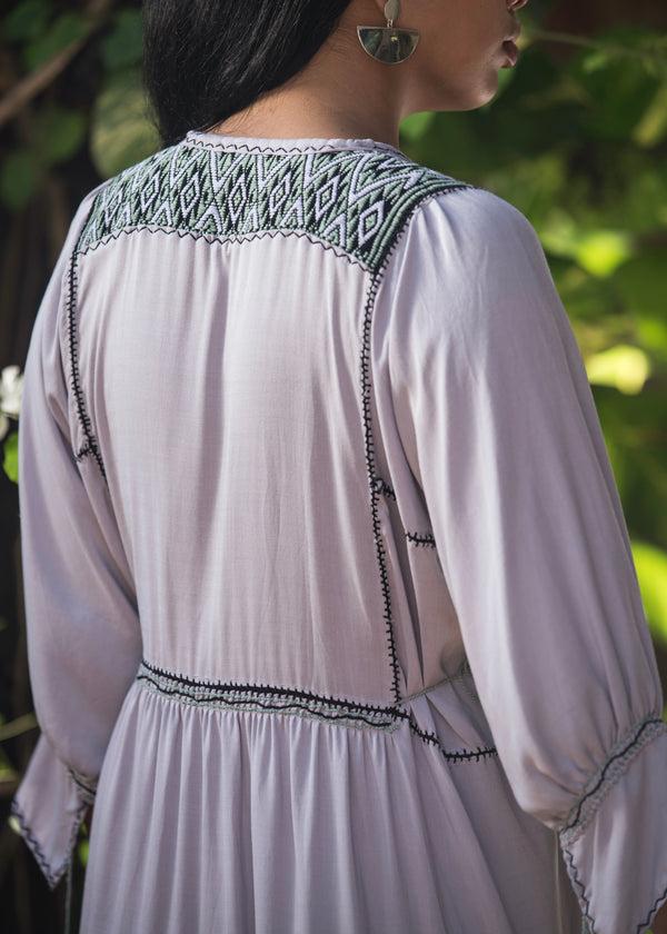 Luz El Quetzal Dress - Light Grey