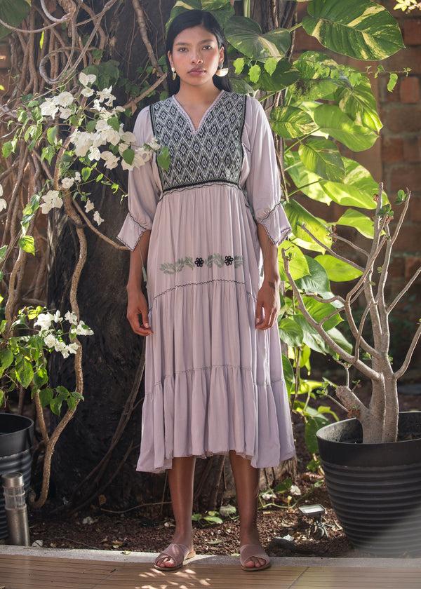 luz El Quetzal Dress - Light Grey