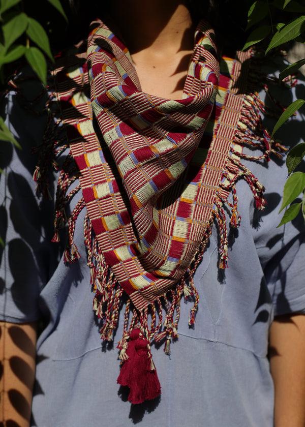 luz Hand Woven Cotton Scarf - Vino