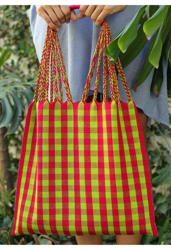 luz Hand Woven - Las Rayas Tote - Bright Gingham