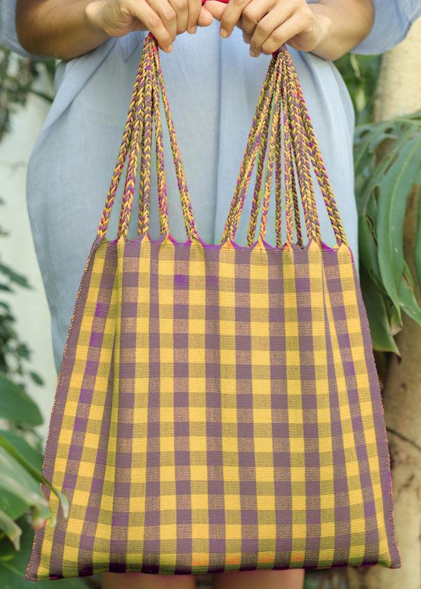 luz Hand Woven - Las Rayas Tote - Muted Gingham