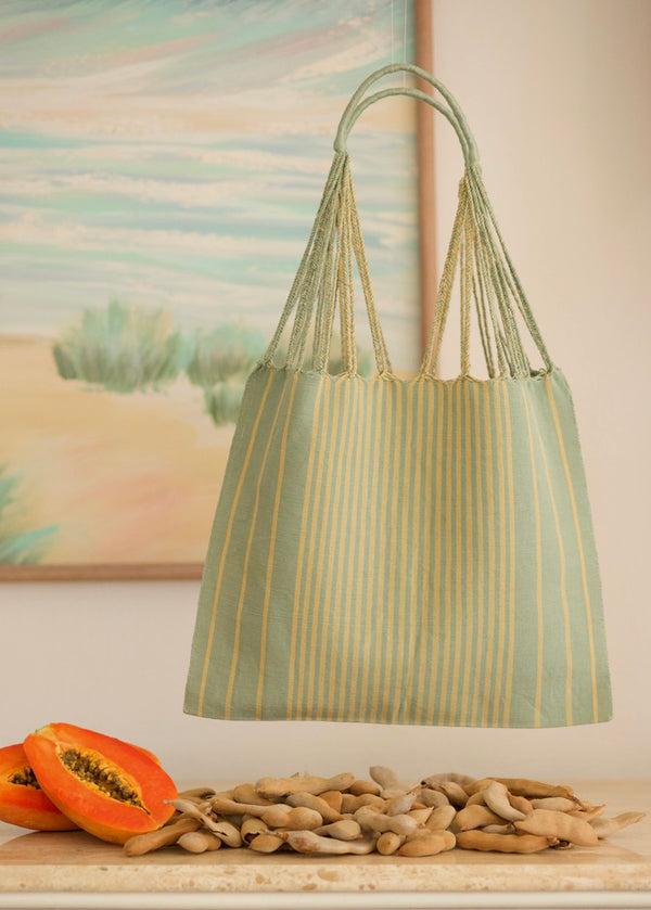 luz Hand Woven - Las Rayas Tote - Pistachio