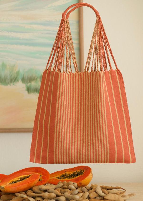luz Hand Woven - Las Rayas Tote - Terra-cotta