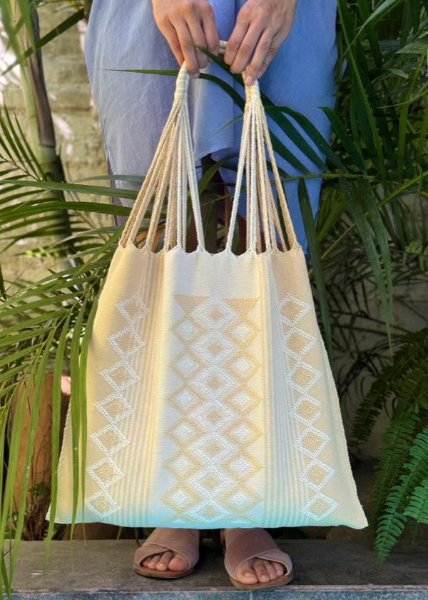 luz Hand Woven - NEW Embroidered Las Rayas Tote - Sand
