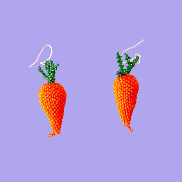 luz Indigenous - Maya Made -Beaded Carrot Earrings
