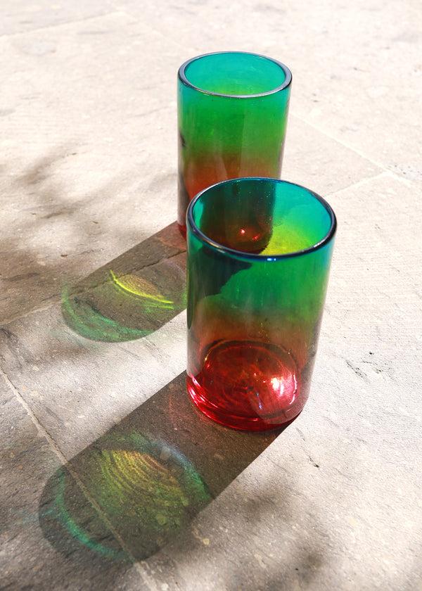 Luz Iris Glass - Set Of 2 - Hand Blown - 12 Ounces - 375ml