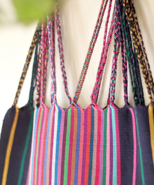 Luz Las Rayas Tote - Navy With Rainbow Stripe