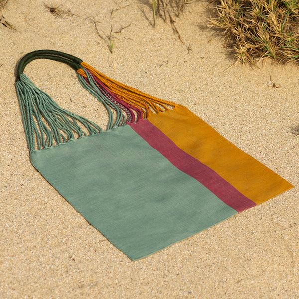 Luz Las Rayas Tote - Pistachio / Gold