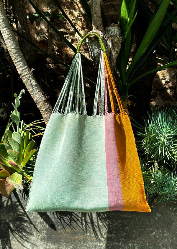 luz Las Rayas Tote - Pistachio / Gold
