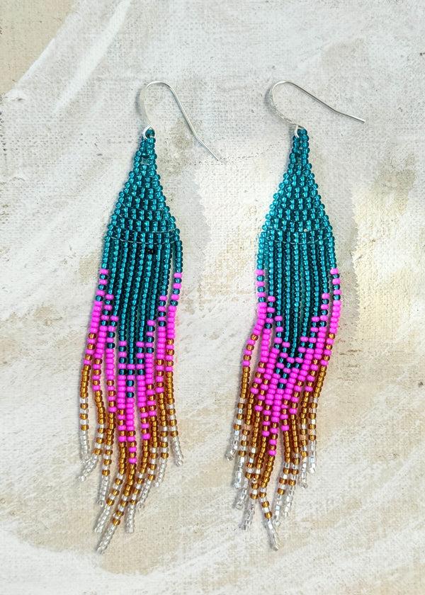 luz Native American - Beaded Feather Earrings