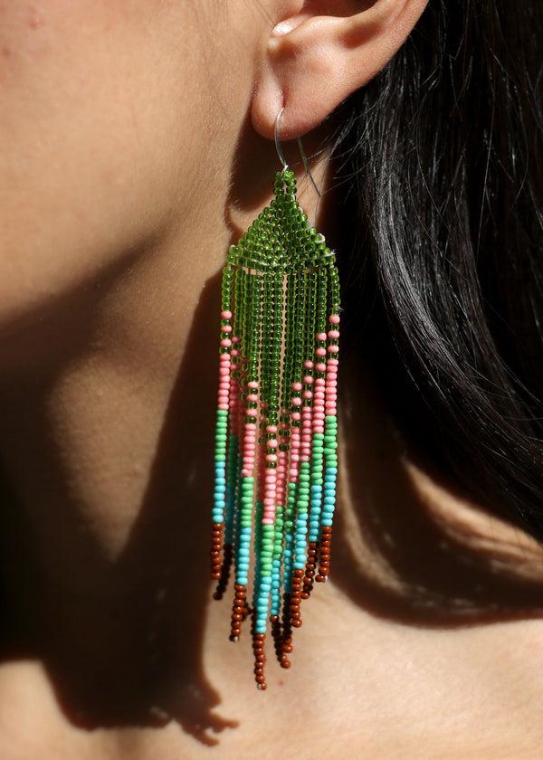 luz Native American - Beaded Feather Earrings