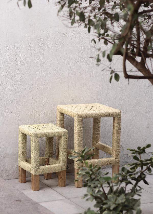 Luz Set Of 2 Woven Palm Stools