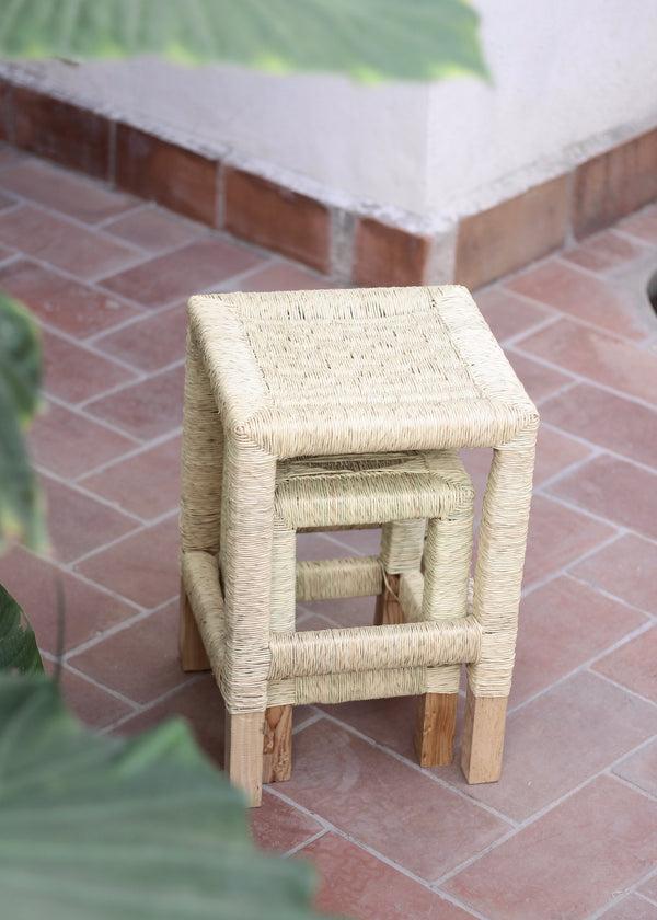 luz Set of 2 Woven Palm Stools