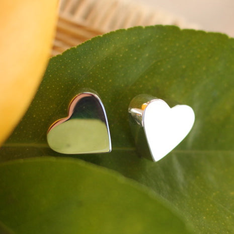 luz Silver Post Earrings from Taxco - Hearts
