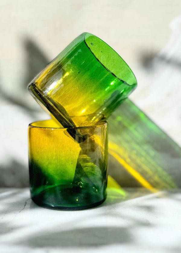 Luz Verdarillo Glass - Set Of 2 - Hand Blown - 2 Sizes